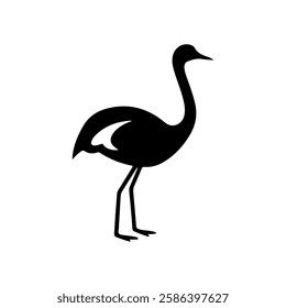 Cute ostrich icon vector flat illustration design on white background.