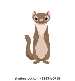 Cute otter animal cartoon character front view vector Illustration