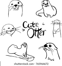 Cute otter, animal, vector illustration, otter, animal, zoo, object, vector