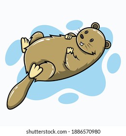 Cute Otter Cartoon Character Hand Drawn Illustration vector