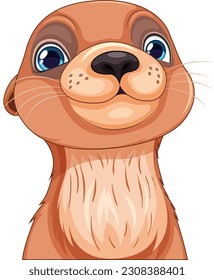 Cute otter cartoon character illustration