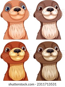 Cute otter cartoon character illustration