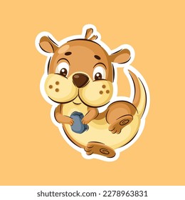 Cute Otter Cartoon Character In Sticker Style Premium Vector Graphic Asset