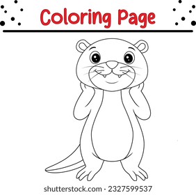 Cute otter cartoon coloring page illustration vector. Wild animal coloring pages for kids