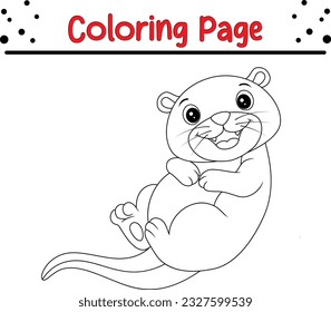 Cute otter cartoon coloring page illustration vector. Wild animal coloring pages for kids