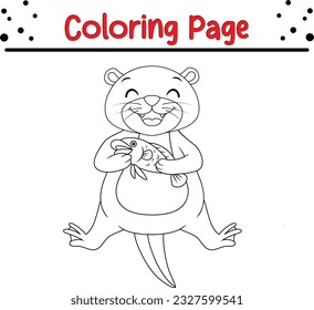 Cute otter cartoon coloring page illustration vector. Wild animal coloring pages for kids