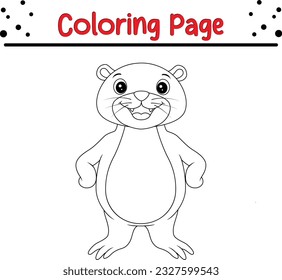 Cute otter cartoon coloring page illustration vector. Wild animal coloring pages for kids