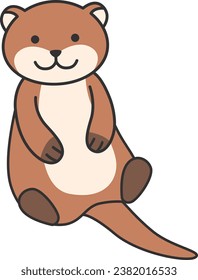 Cute otter cartoon icon on white background. Vector illustration.