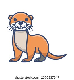 Cute otter cartoon icon vector isolated on white background for your web and mobile app design. Orange animal design.