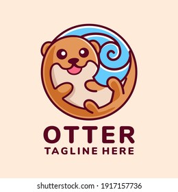 Cute Otter Cartoon Logo Design