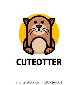 cute otter cartoon logo vector icon illustration