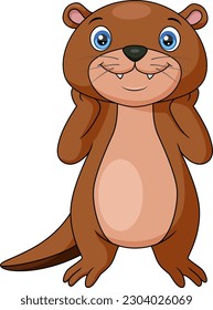 Cute otter cartoon on white background