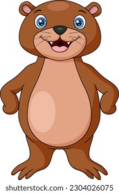 Cute otter cartoon on white background