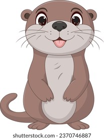 Cute Otter Cartoon On White Background