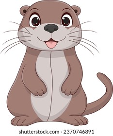 Cute Otter Cartoon On White Background