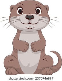 Cute Otter Cartoon On White Background