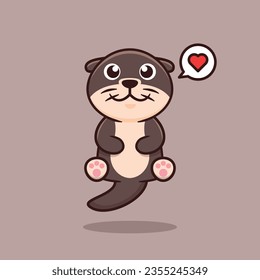 Cute Otter Cartoon Vector Illustration. Animal Nature Isolated. Flat Cartoon Style.