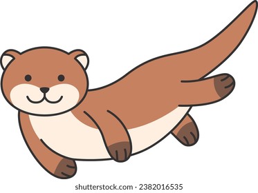 Cute otter cartoon vector illustration isolated on a white background.