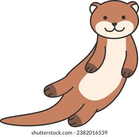 Cute otter cartoon vector illustration isolated on a white background.