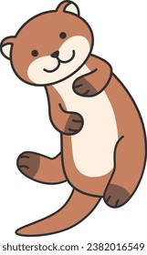 Cute otter cartoon vector Illustration isolated on a white background.