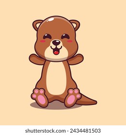 Cute otter cartoon vector illustration. 