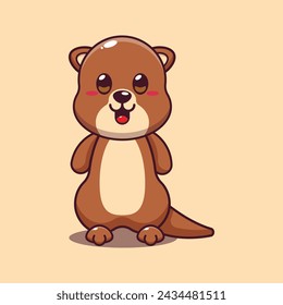 Cute otter cartoon vector illustration. Vector cartoon Illustration suitable for poster, brochure, web, mascot, sticker, logo and icon.