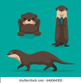 Cute Otter Cartoon Vector Illustration