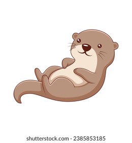 Cute Otter Character Design Illustration