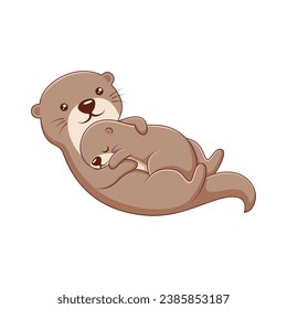 Cute Otter Character Design Illustration