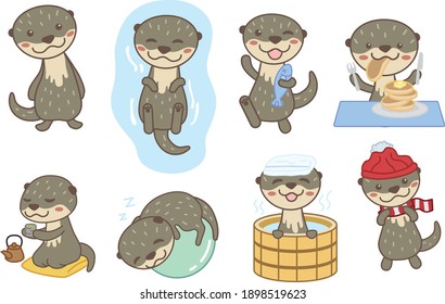 Cute Otter Character Vector For Fun