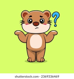 Cute otter confused cartoon vector icon illustration