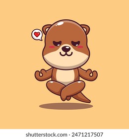 Cute otter doing meditation yoga cartoon vector illustration.
Vector cartoon Illustration suitable for poster, brochure, web, mascot, sticker, logo and icon.