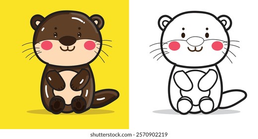 A Cute otter Doll Vector Illustration for Coloring book Element or Design Element