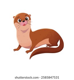 Cute Otter editable colorful vector illustration for children, baby designs for cards, poster decorations, t-shirt prints, stickers, icons and others