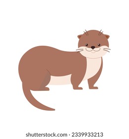 cute otter. flat vector illustration.