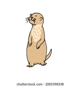 Cute otter. Hand-drawn vector simple cartoon