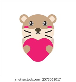 Cute otter icon vector design. Cute wild animals vector design for valentines day theme pattern. 