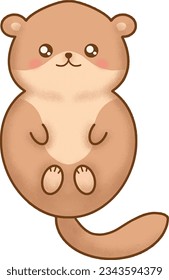 Cute Otter Illustration in Kawaii Style