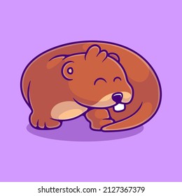 cute otter illustration suitable for mascot sticker and t-shirt design