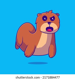 cute otter illustration suitable for mascot sticker and t-shirt design