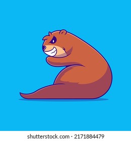 cute otter illustration suitable for mascot sticker and t-shirt design