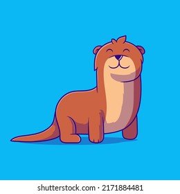 cute otter illustration suitable for mascot sticker and t-shirt design