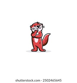 Cute otter logo icon flat vector design