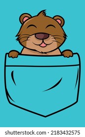 Cute Otter in pocket animal cartoon concept isolated