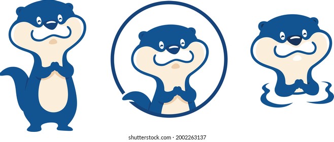 Cute Otter Rising Above the Water Cartoon Character Design