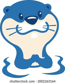 Cute Otter Rising Above the Water Cartoon Character Design