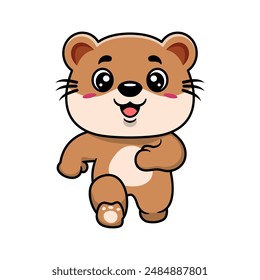 Cute otter running cartoon character. Kawaii animal concept design Hand drawn style vector illustration