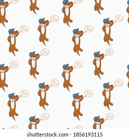 Cute otter seamless pattern background say hello