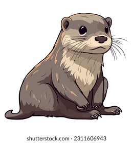 Cute otter sitting icon isolated