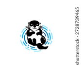 A cute otter sleeping peacefully while floating on its back in the water. Ideal vector logo for relaxation services, wellness brands, or nature-themed businesses.